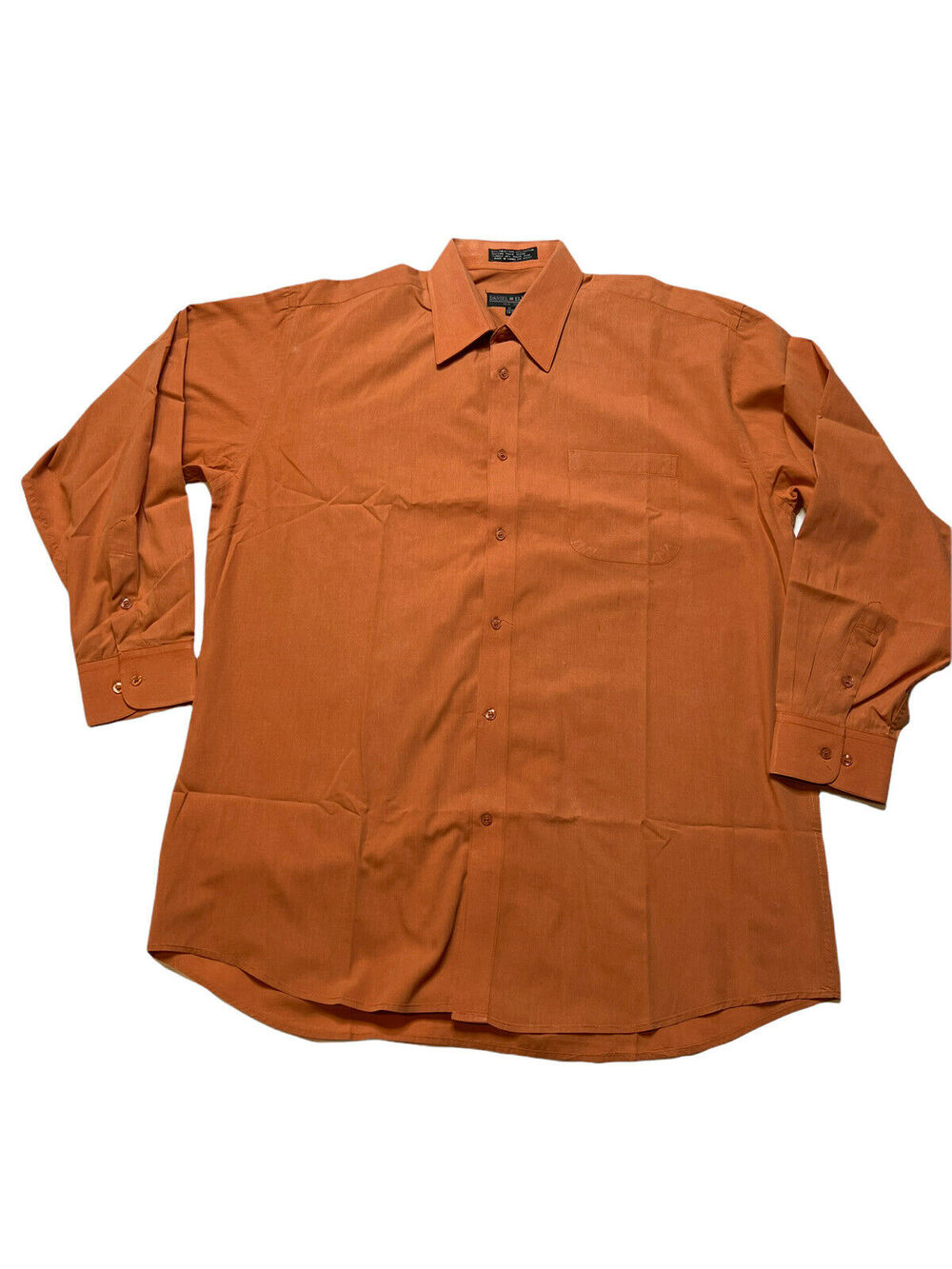 Daniel Ellissa Men's Dress Shirt Orange 17.5 34-35 Poly Cotton Blend Solid L